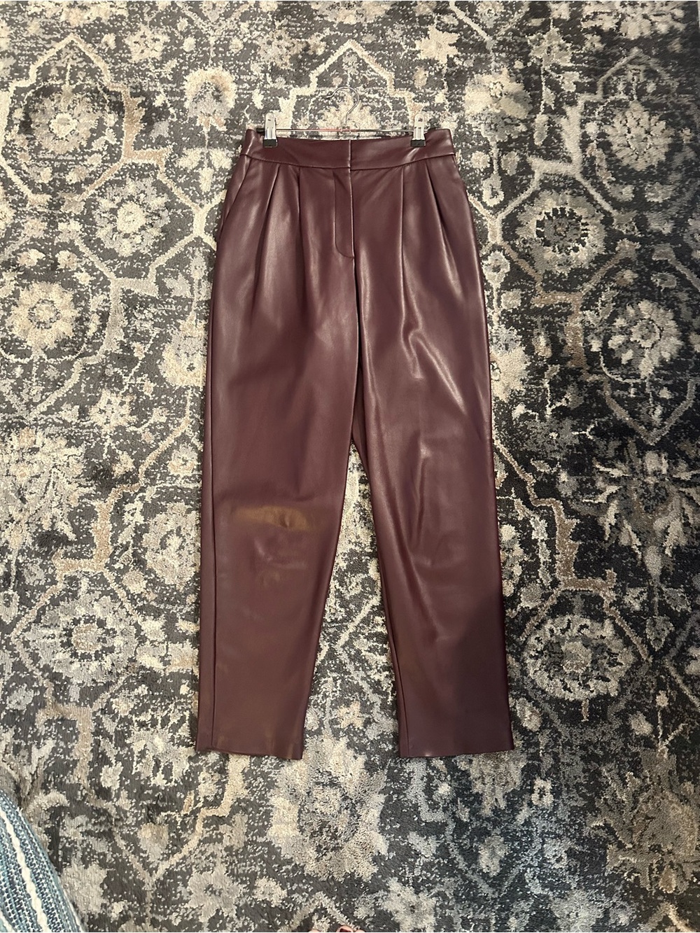 Express Faux Leather Pants in Burgundy